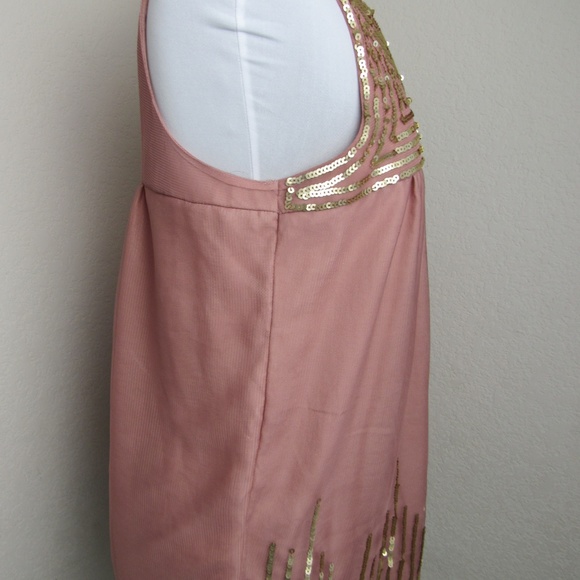 Loft Blush Pink Sleeveless Sequin top. B - Picture 4 of 8